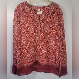 LOFT Softened Red Cotton Top